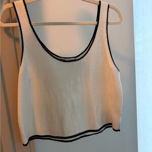 Zara White Sequin Top with Black Trim